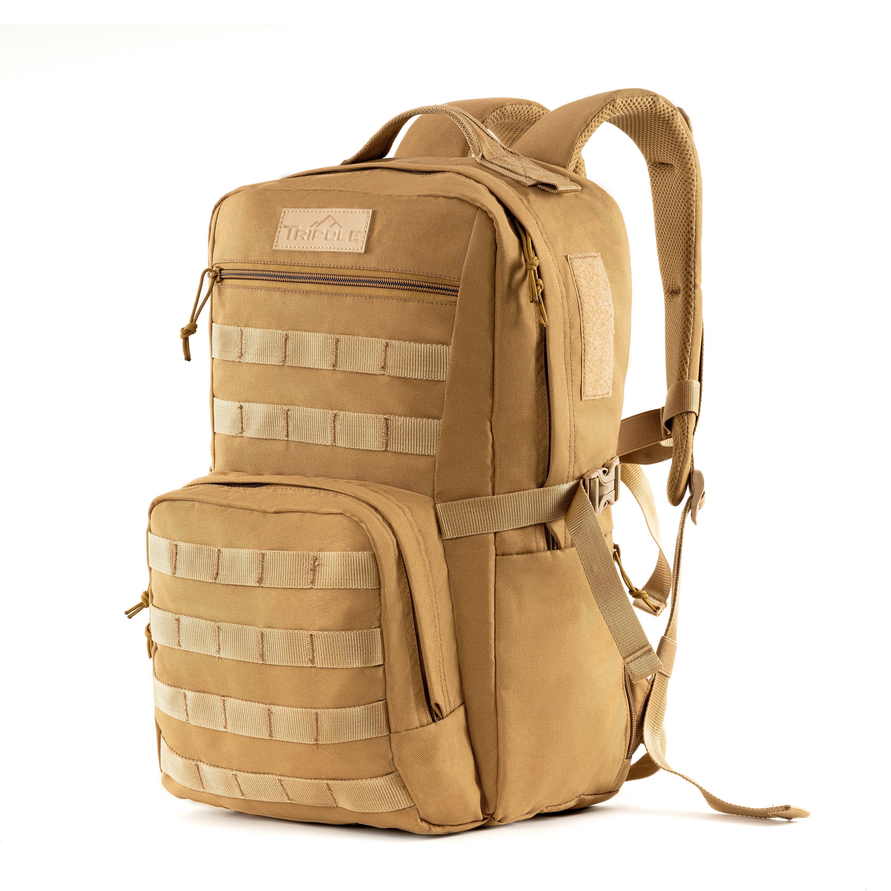Tripole Captain 25 Litres Tactical Backpack with MOLLE Webbing and Carabiner Khaki