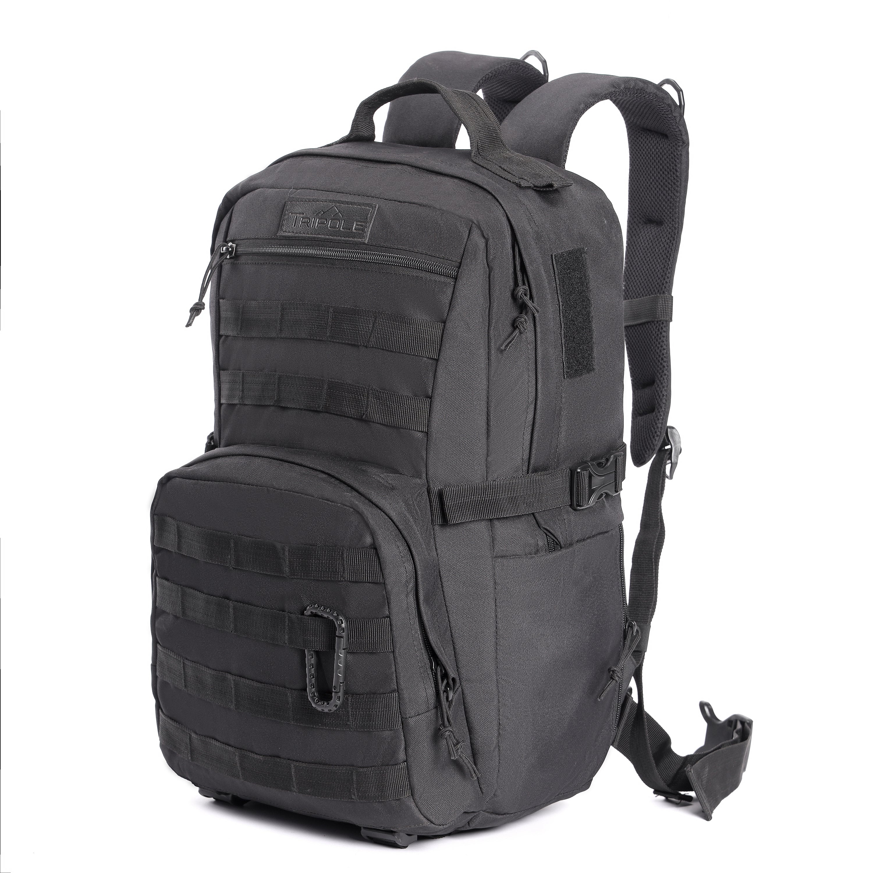 Tripole Captain 25 Litres Tactical Backpack with MOLLE Webbing and Carabiner Black