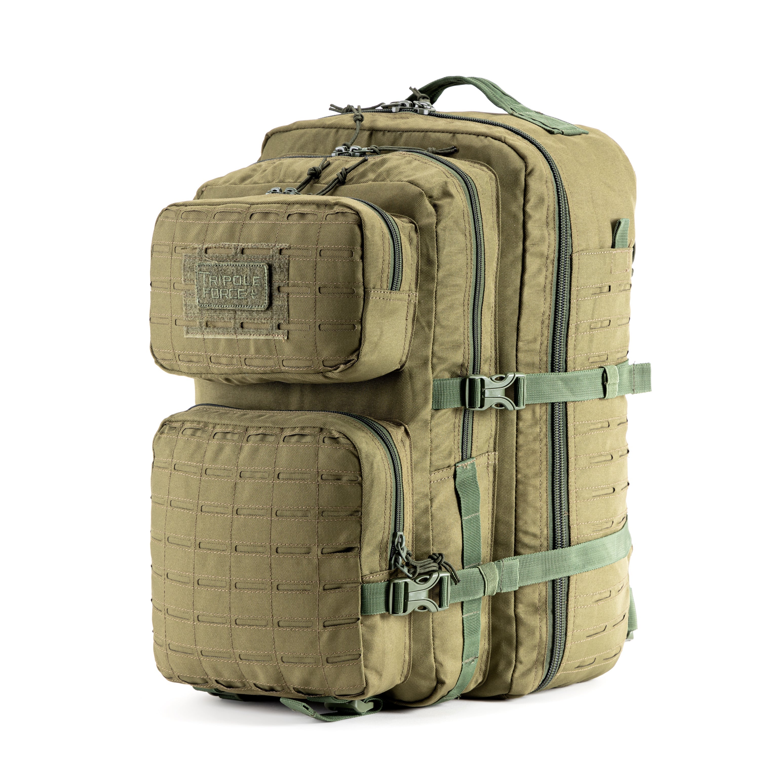 Tripole Force Plus Tactical Army 50 Litre Bag & Backpack with Laser-cut MOLLE Olive Green | 3 Year Warranty