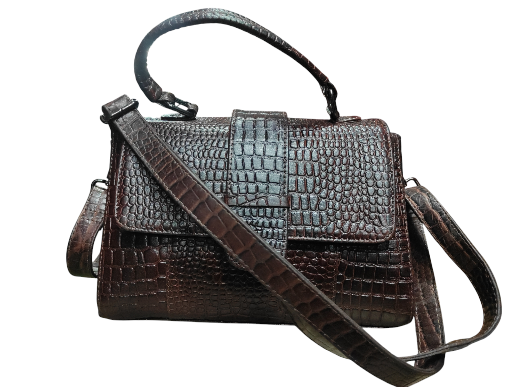 Genuine Leather Brown Hand Bag For Women