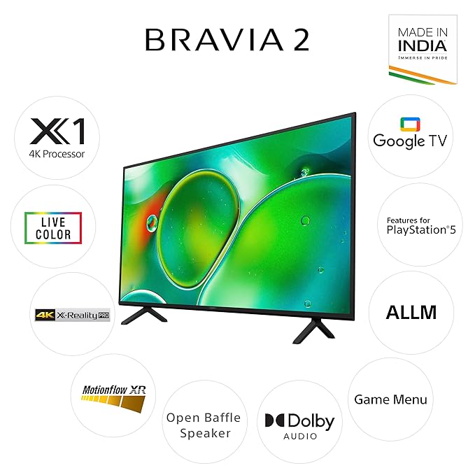 Sony BRAVIA 2 Series 108 cm (43 inches) 4K Ultra HD Smart LED Google TV K-43S25 (Black)