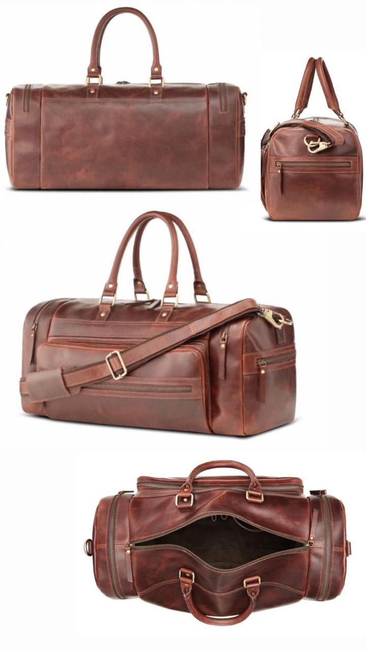 BROWN COLOR ROUND SHAPE DUFFEL BAG