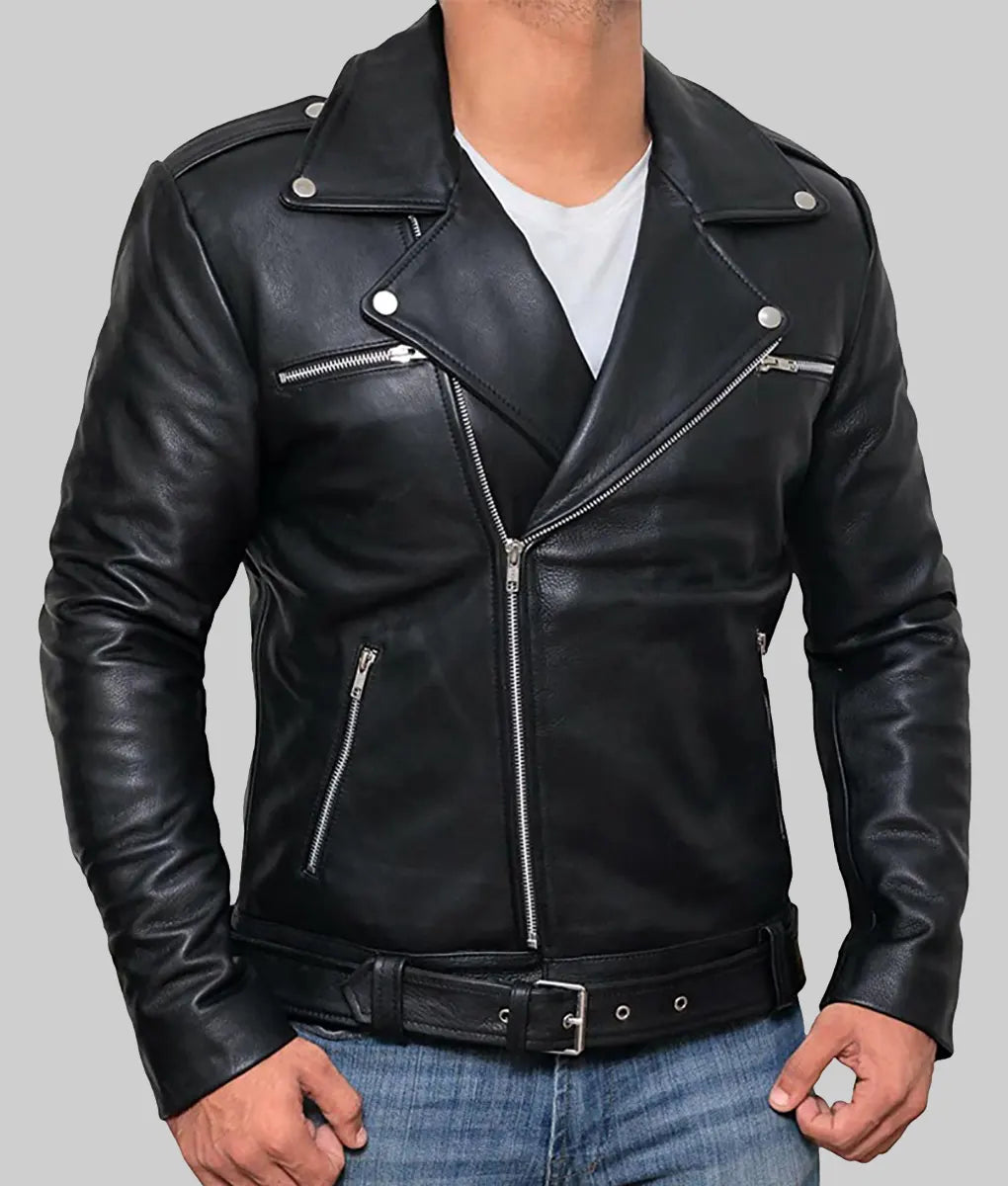 Men Solid Biker Jacket