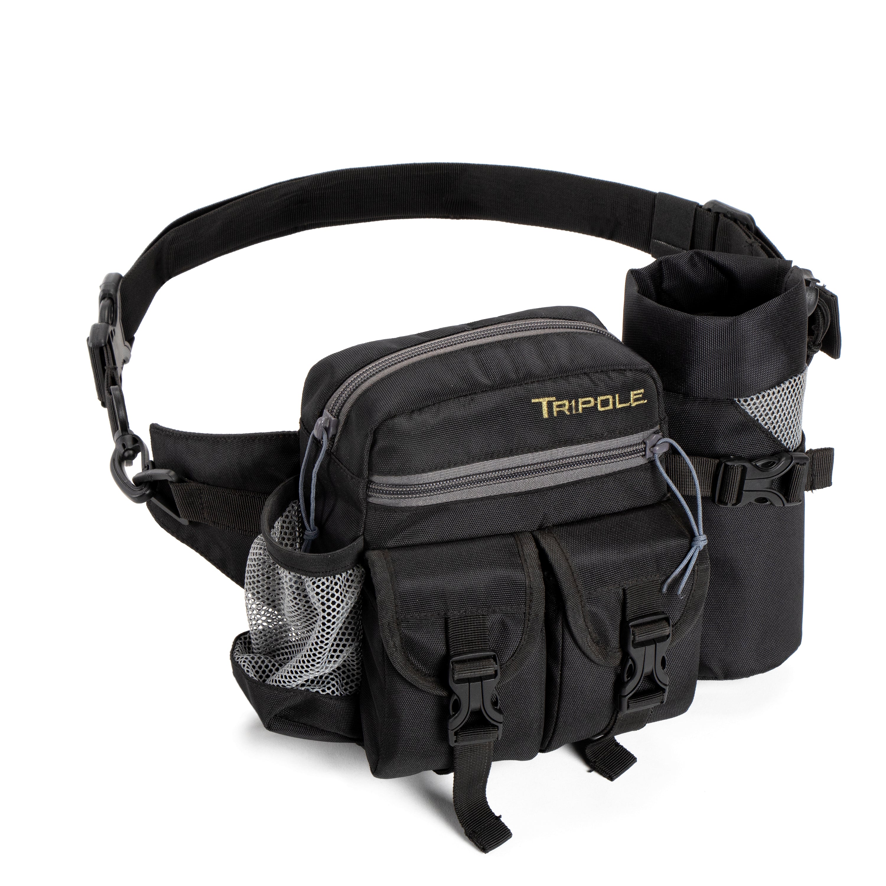 Tripole Waist Pack with Detachable Bottle Holder - Multi-Utility Waist and Sling Bag for Hiking, Cycling, and Backpacking Black