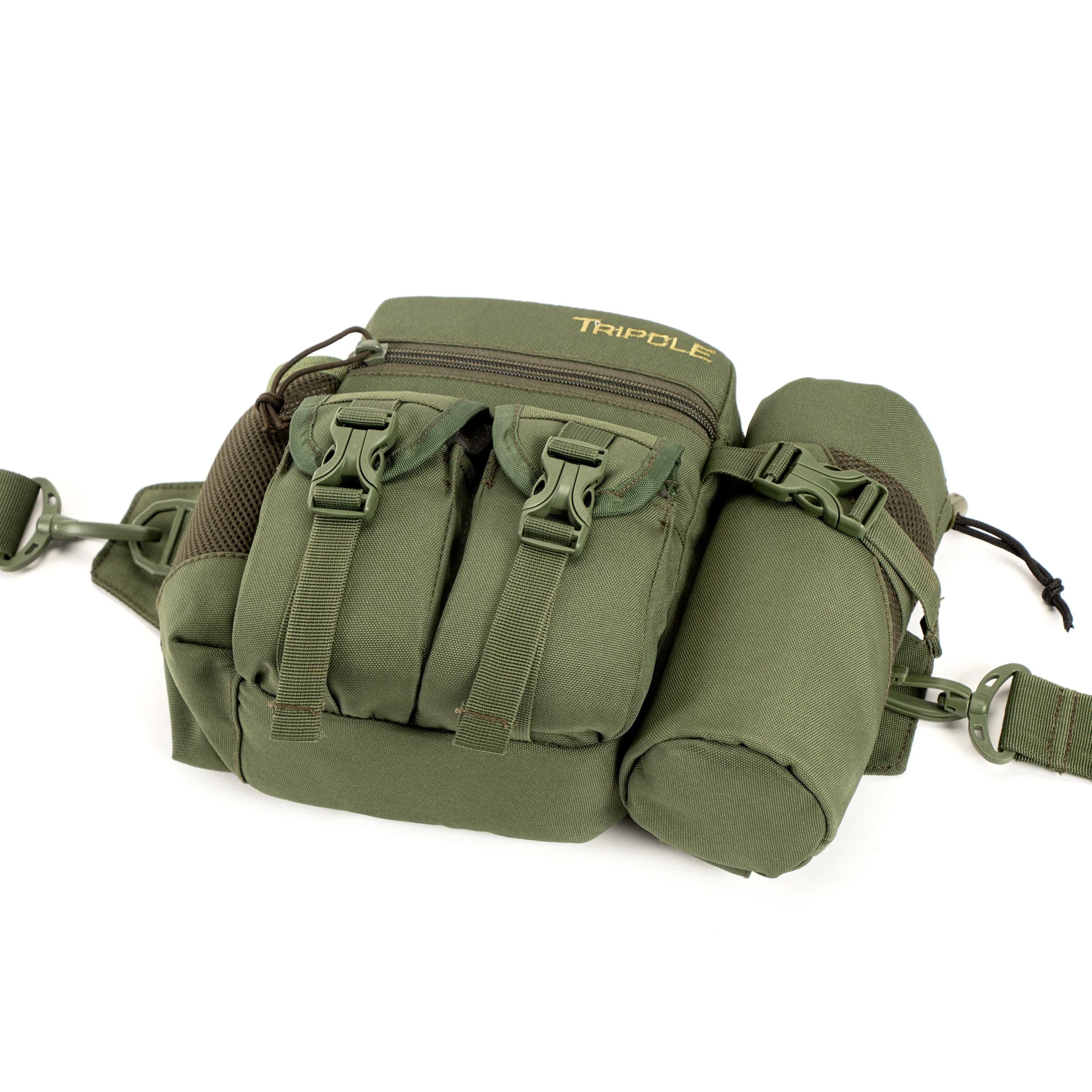 Tripole Waist Pack with Detachable Bottle Holder - Multi-Utility Waist and Sling Bag for Hiking, Cycling, and Backpacking Army Green