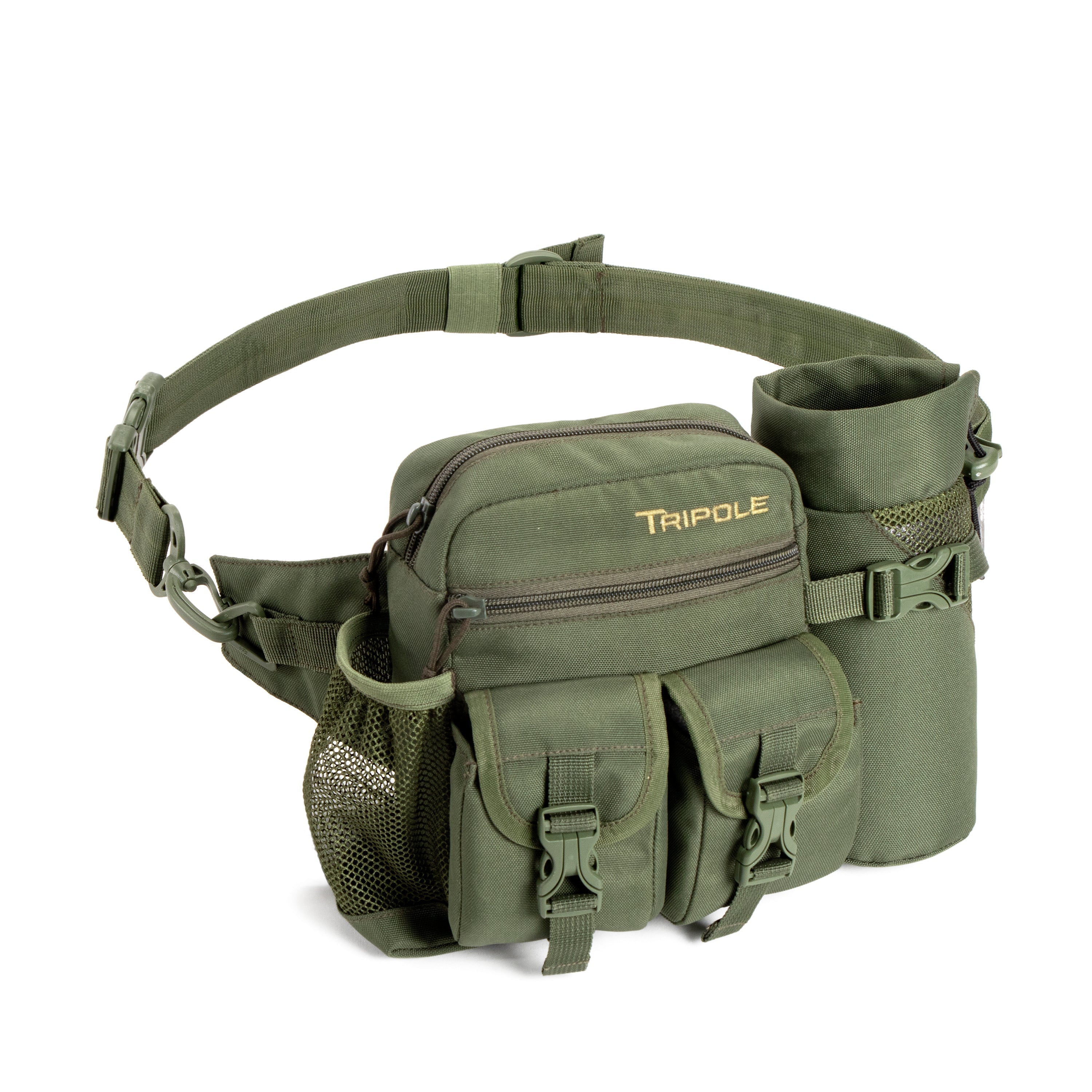 Tripole Waist Pack with Detachable Bottle Holder - Multi-Utility Waist and Sling Bag for Hiking, Cycling, and Backpacking Army Green